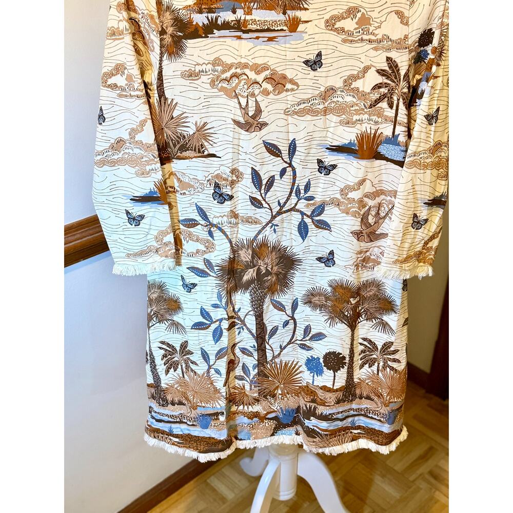 Spartina 449 Coastal Marsh Print Fringe Hem Shift Dress | Size Small - Picture 8 of 14